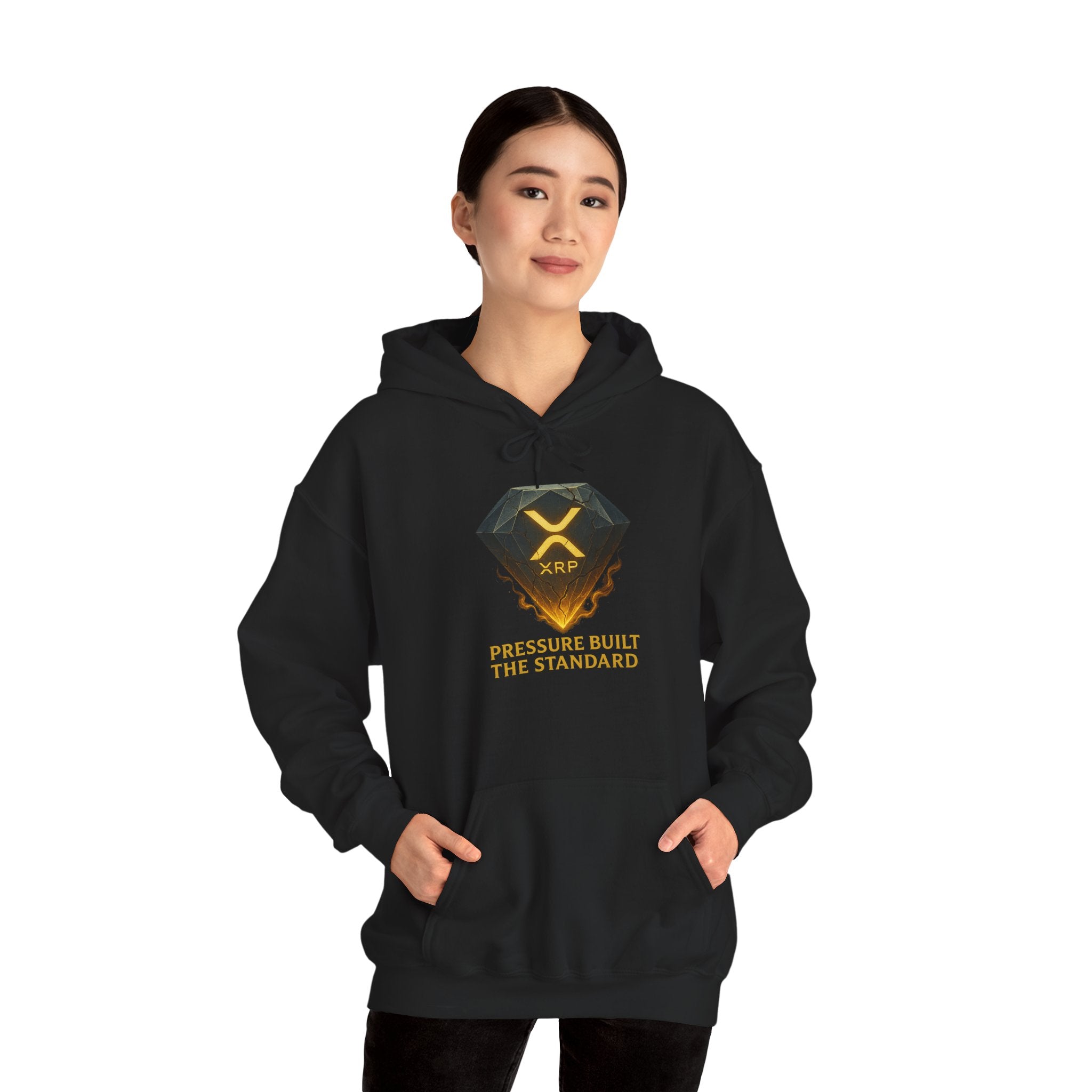 XRP Crypto Hoodie — "Pressure Built The Standard" Logo Pullover