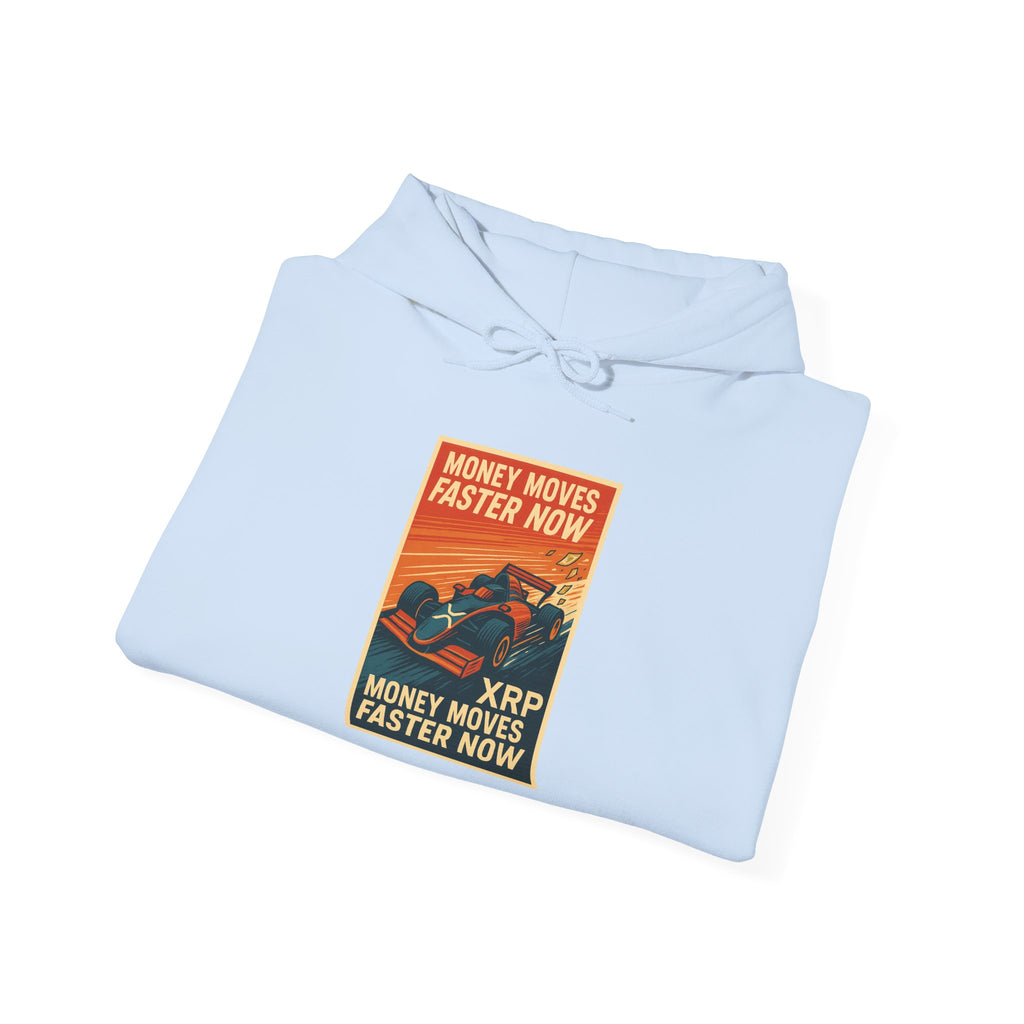 XRP 'Money Moves Faster Now' Hoodie – Crypto Retro Graphic Pullover