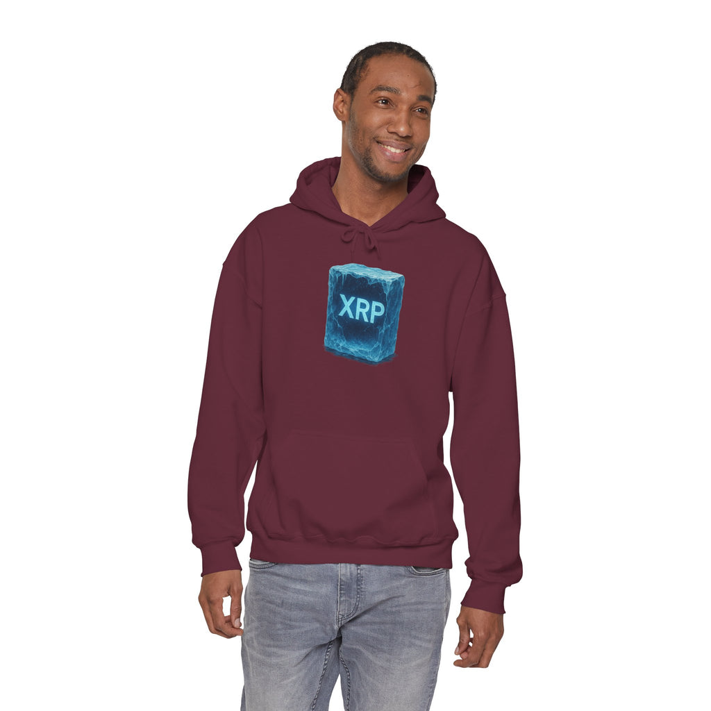 XRP Frozen Cube Hoodie — Crypto Ice Block Sweater for XRP Fans