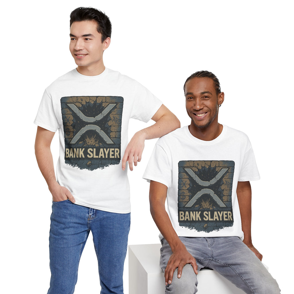 Bank Slayer T‑Shirt — Retro Grunge Crypto XRP Design