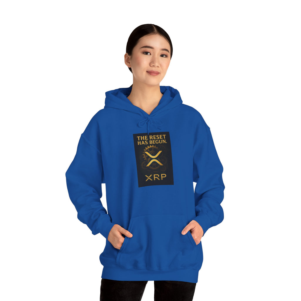 XRP Hoodie — "The Reset Has Begun" Crypto Logo Pullover