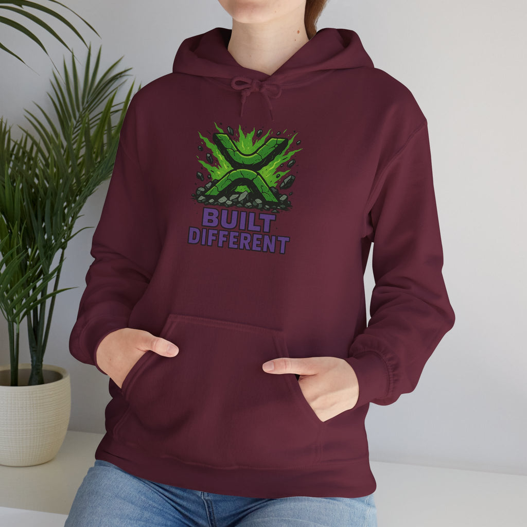 Built Different Hoodie — Graphic Green X Logo Pullover