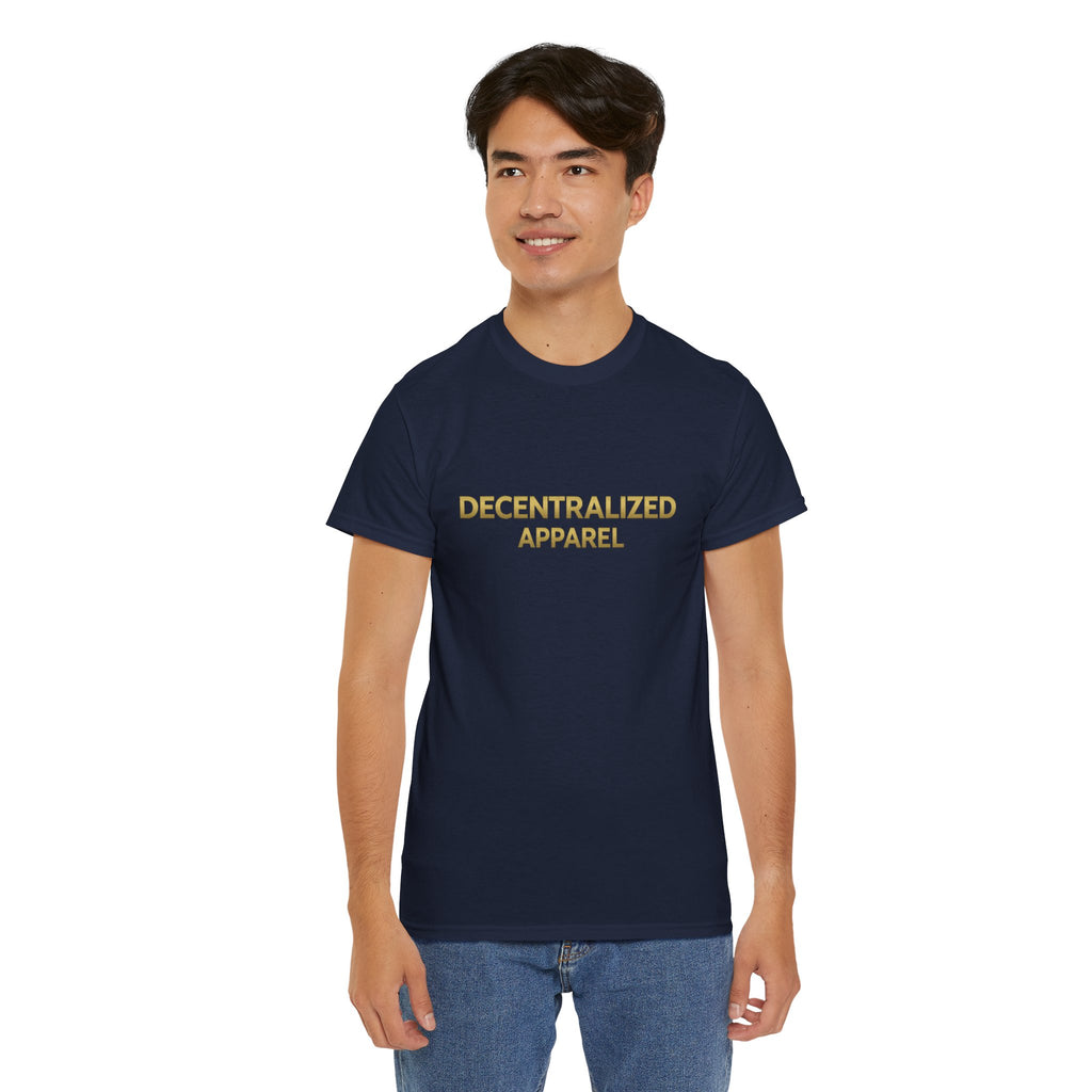 Decentralized Apparel T‑Shirt — Minimal Gold Logo Tee