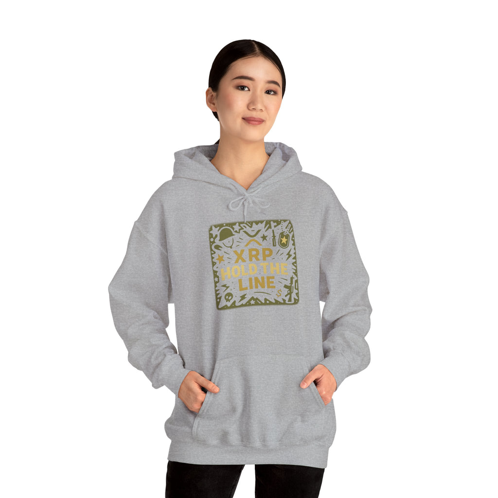 XRP Hold The Line Hoodie — Crypto Supporter Graphic Hooded Sweatshirt