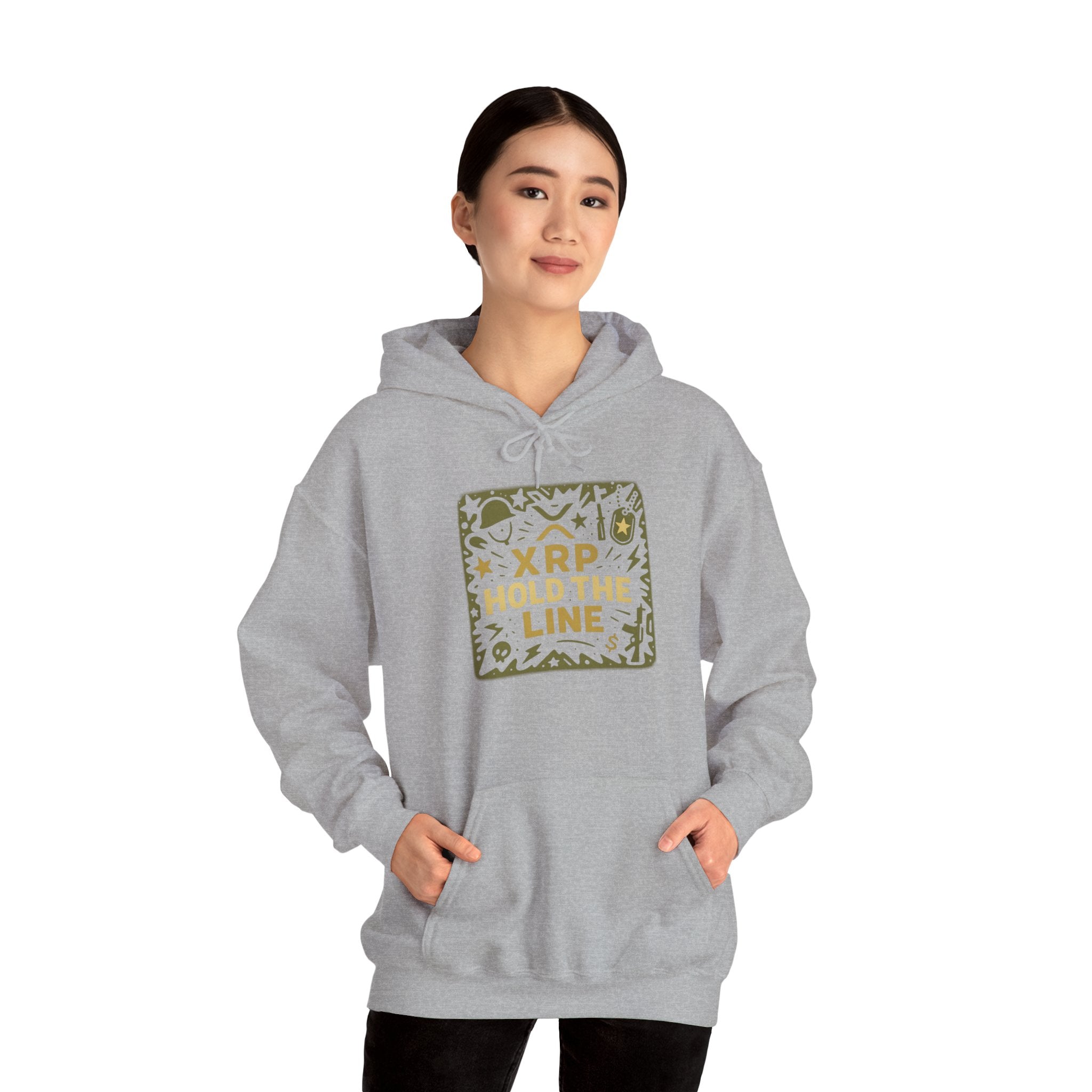 XRP Hold The Line Hoodie — Crypto Supporter Graphic Hooded Sweatshirt