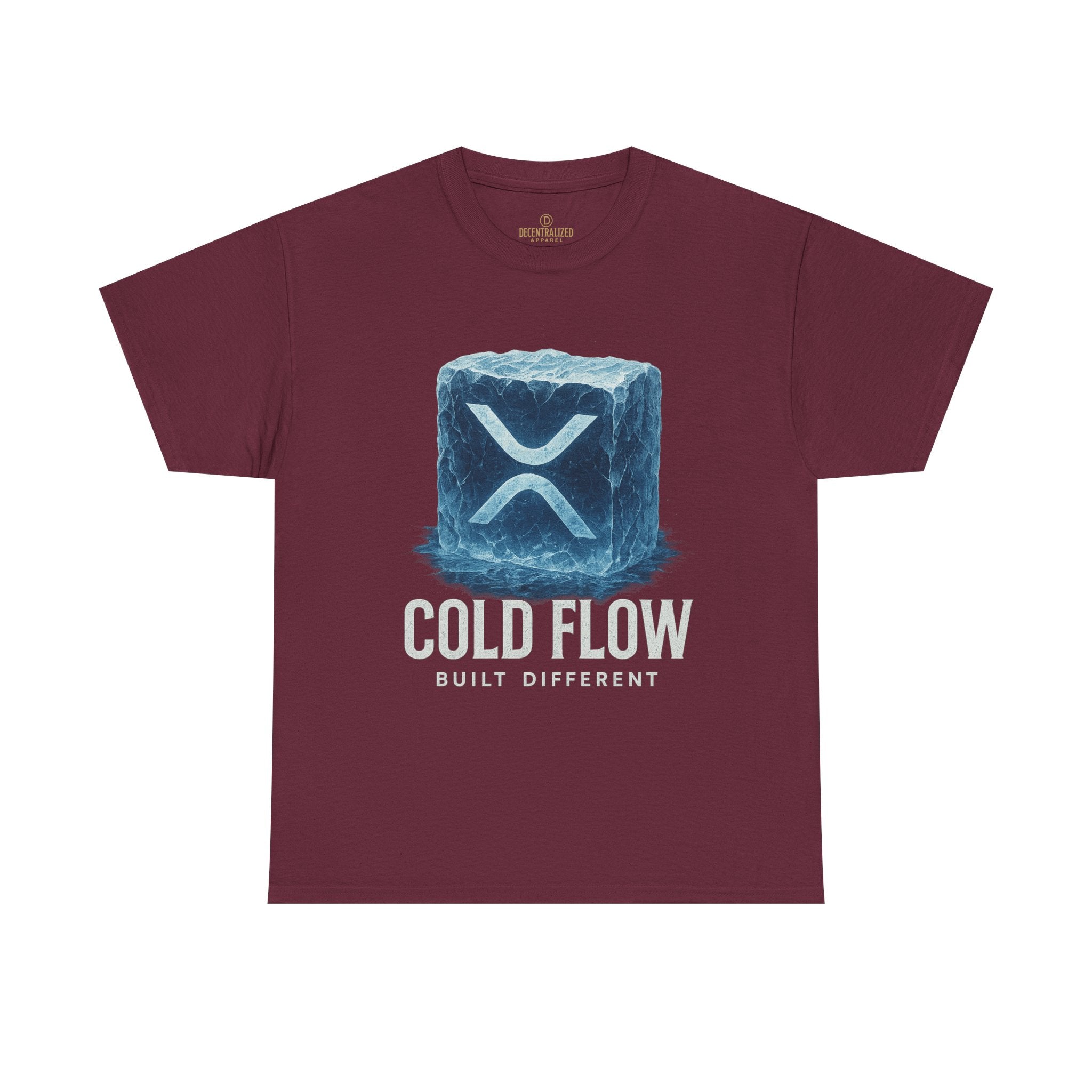 Cold Flow Ripple Logo T‑Shirt — 'Cold Flow: Built Different' Ice Cube Design