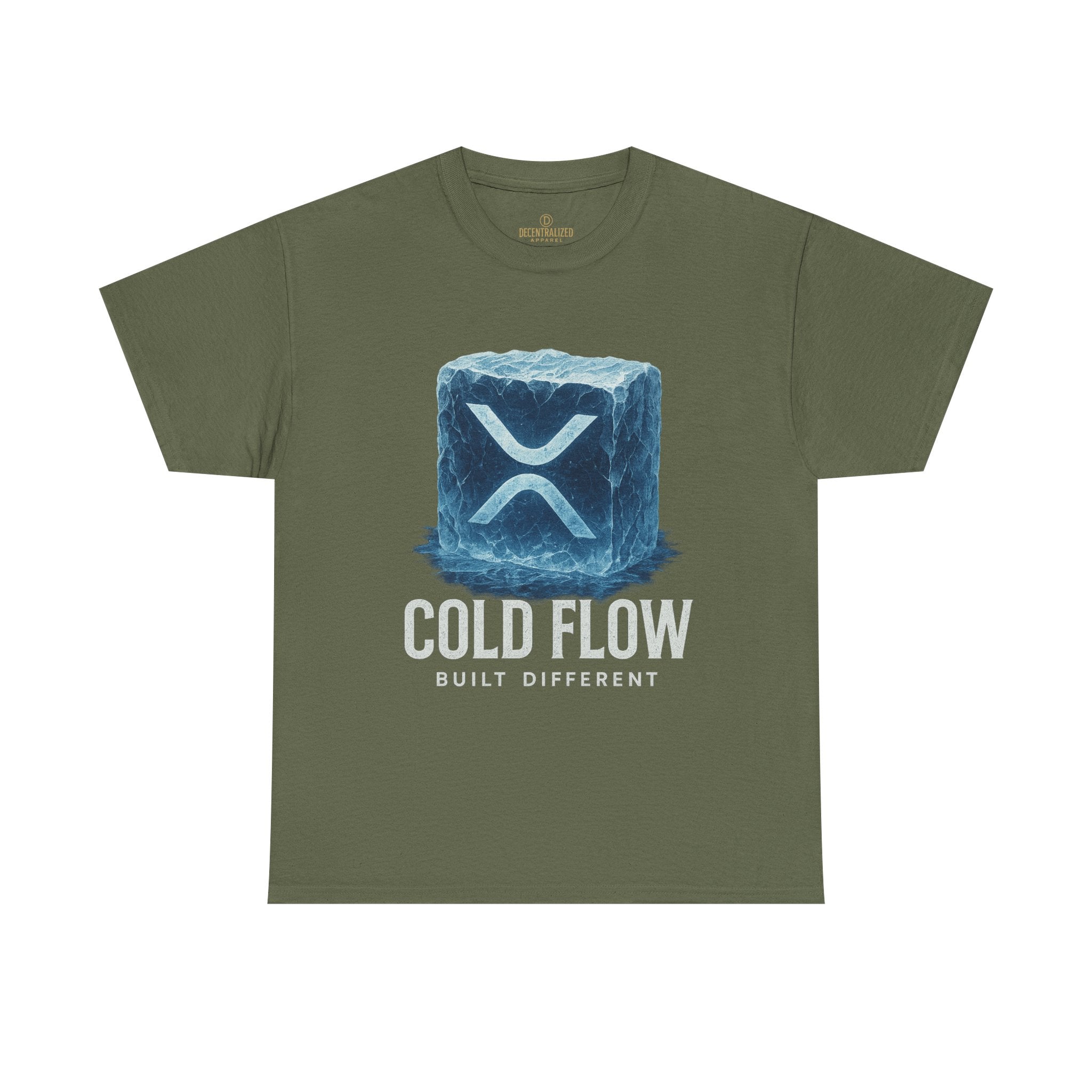 Cold Flow Ripple Logo T‑Shirt — 'Cold Flow: Built Different' Ice Cube Design