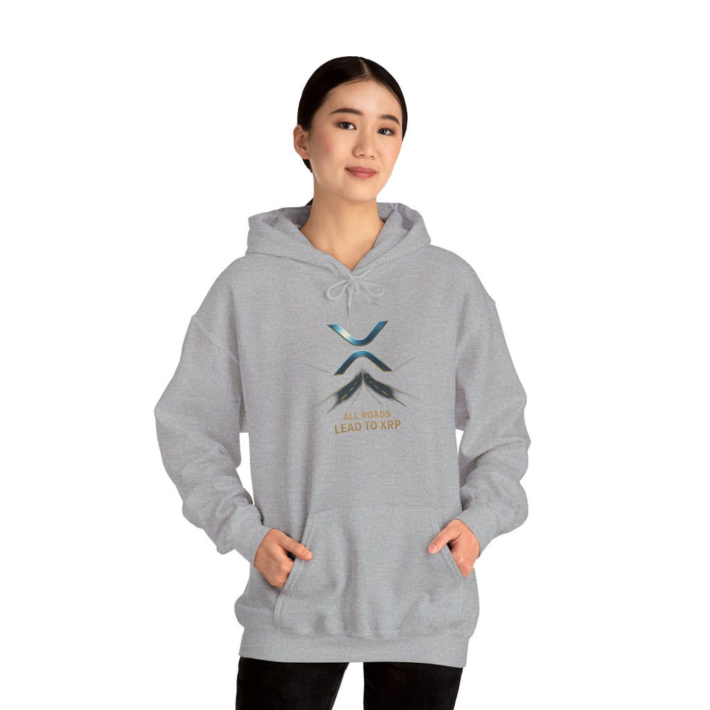 XRP Logo Hoodie — "All Roads Lead to XRP" Minimal Crypto Hoodie