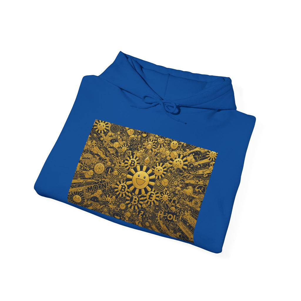 Solar Mandala Hoodie — Golden Sunburst Graphic Pullover