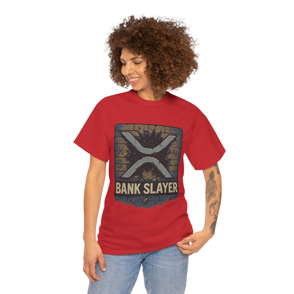 Bank Slayer T‑Shirt — Retro Grunge Crypto XRP Design