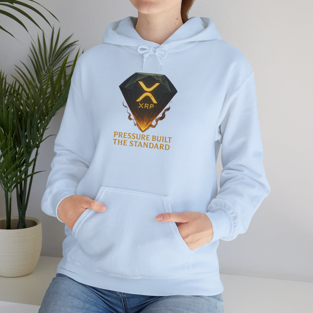 XRP Crypto Hoodie — "Pressure Built The Standard" Logo Pullover