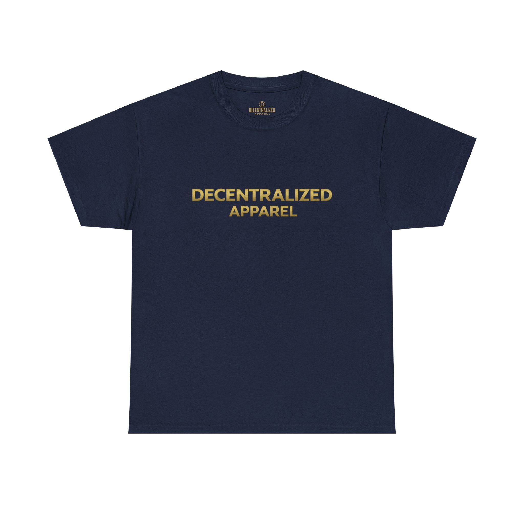 Decentralized Apparel T‑Shirt — Minimal Gold Logo Tee