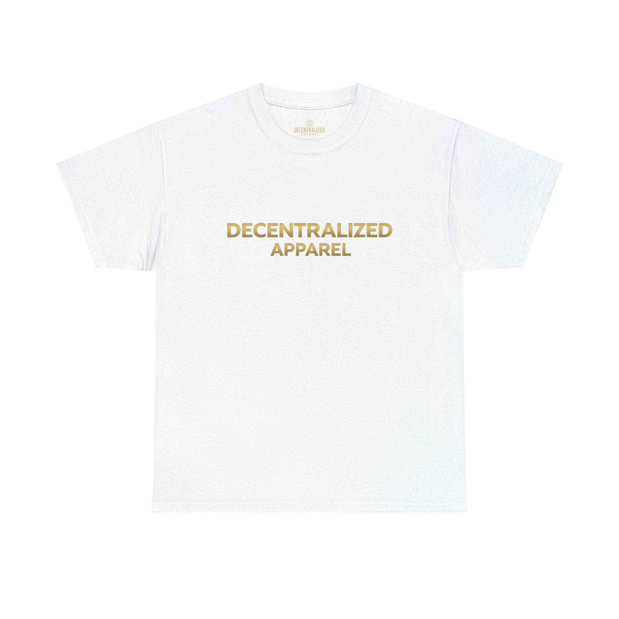 Decentralized Apparel T‑Shirt — Minimal Gold Logo Tee