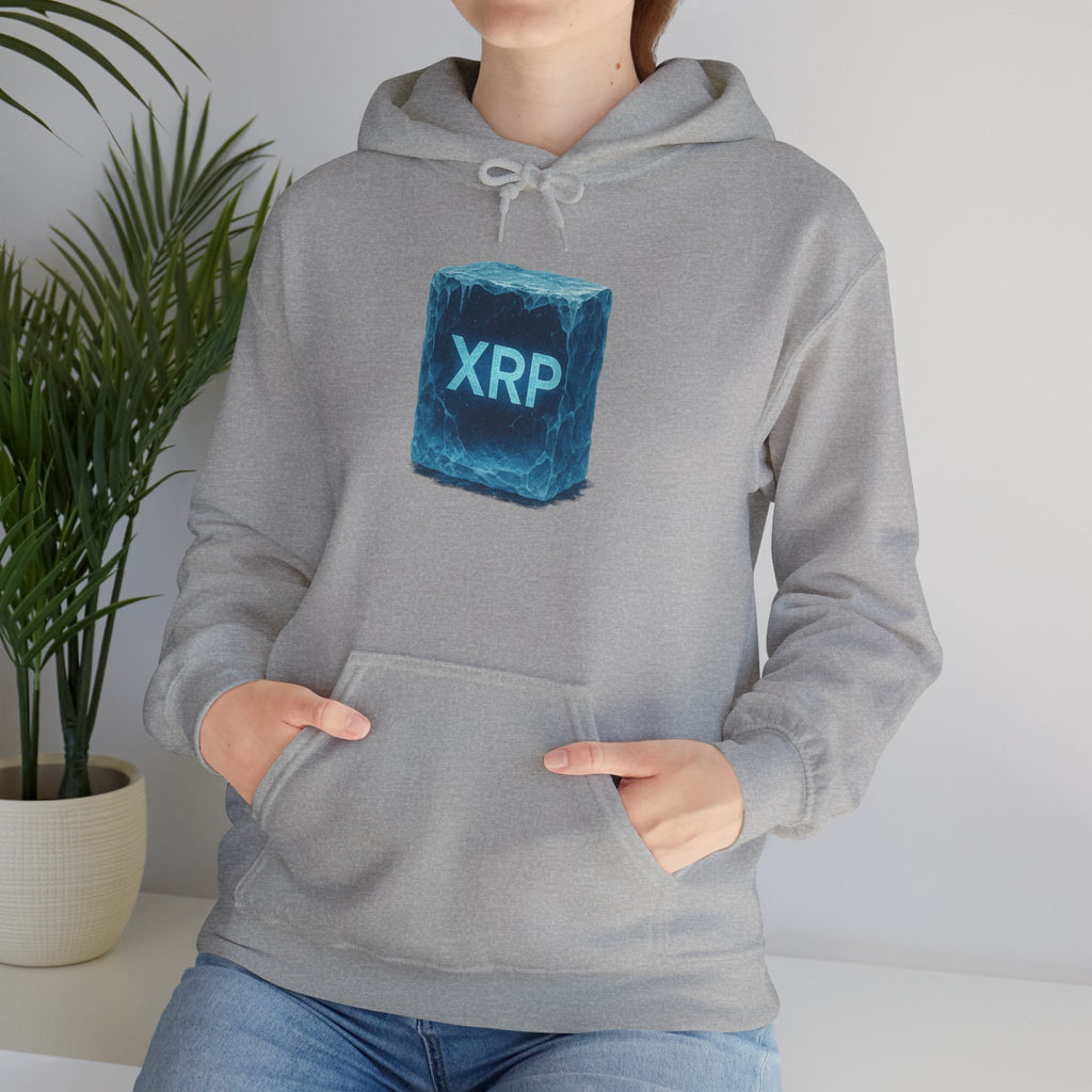 XRP Frozen Cube Hoodie — Crypto Ice Block Sweater for XRP Fans