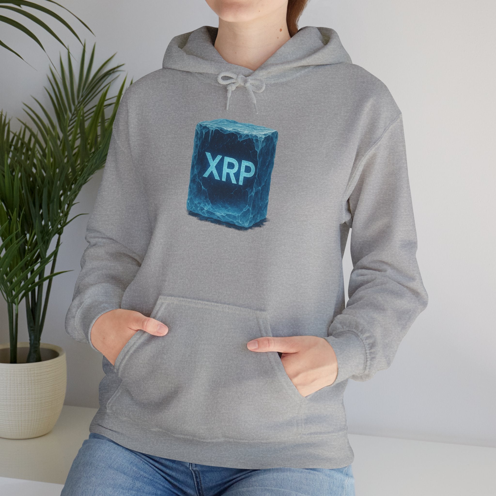 XRP Frozen Cube Hoodie — Crypto Ice Block Sweater for XRP Fans