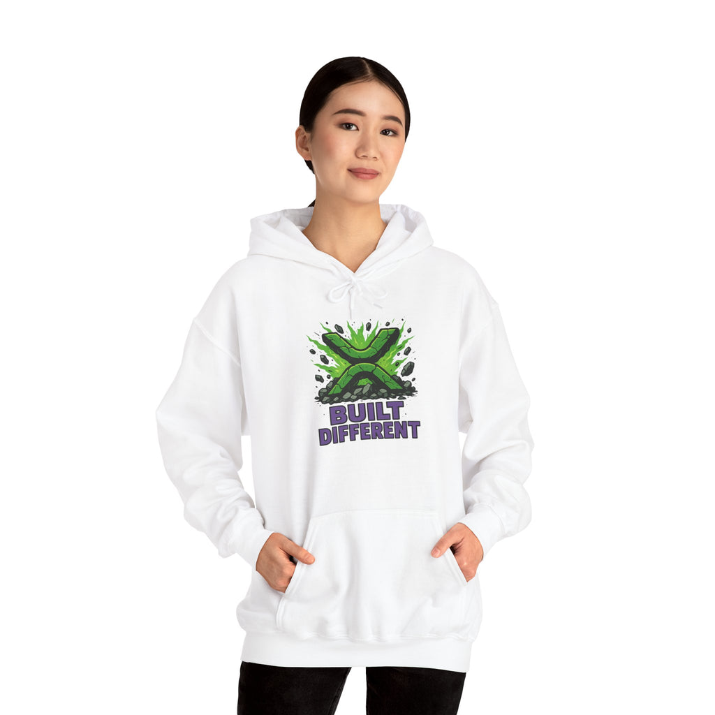 Built Different Hoodie — Graphic Green X Logo Pullover