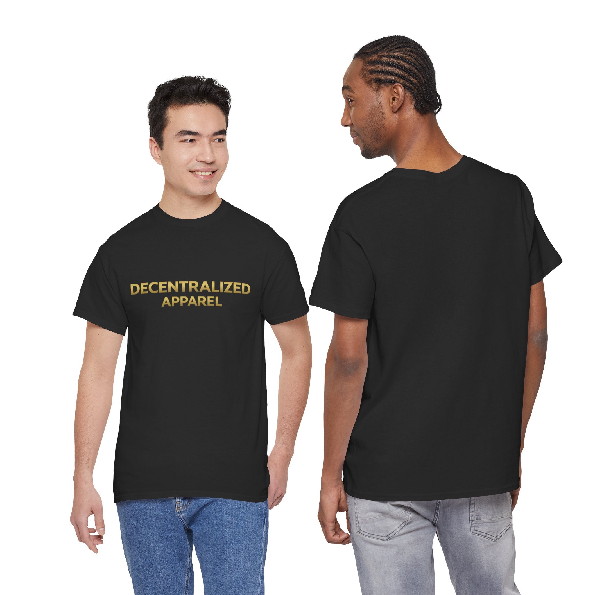 Decentralized Apparel T‑Shirt — Minimal Gold Logo Tee