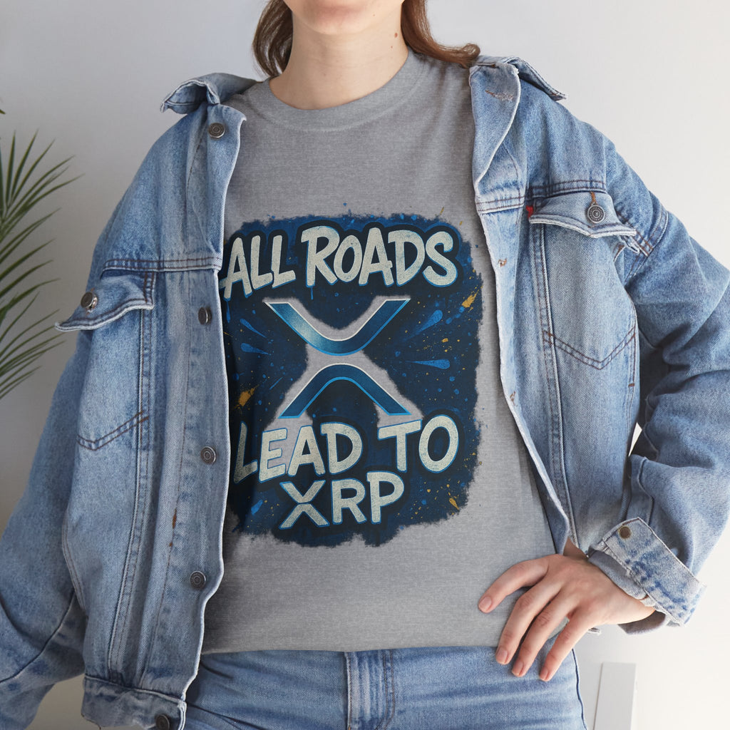 XRP Crypto T-Shirt — "All Roads Lead to XRP" Graphic Tee