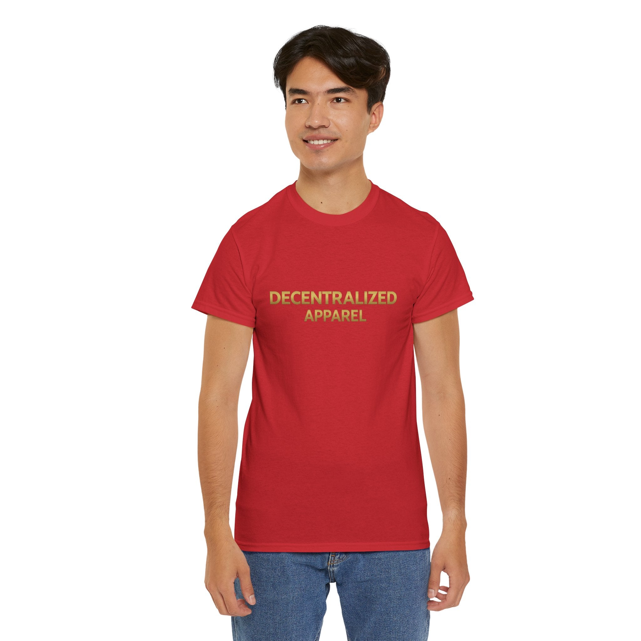 Decentralized Apparel T‑Shirt — Minimal Gold Logo Tee