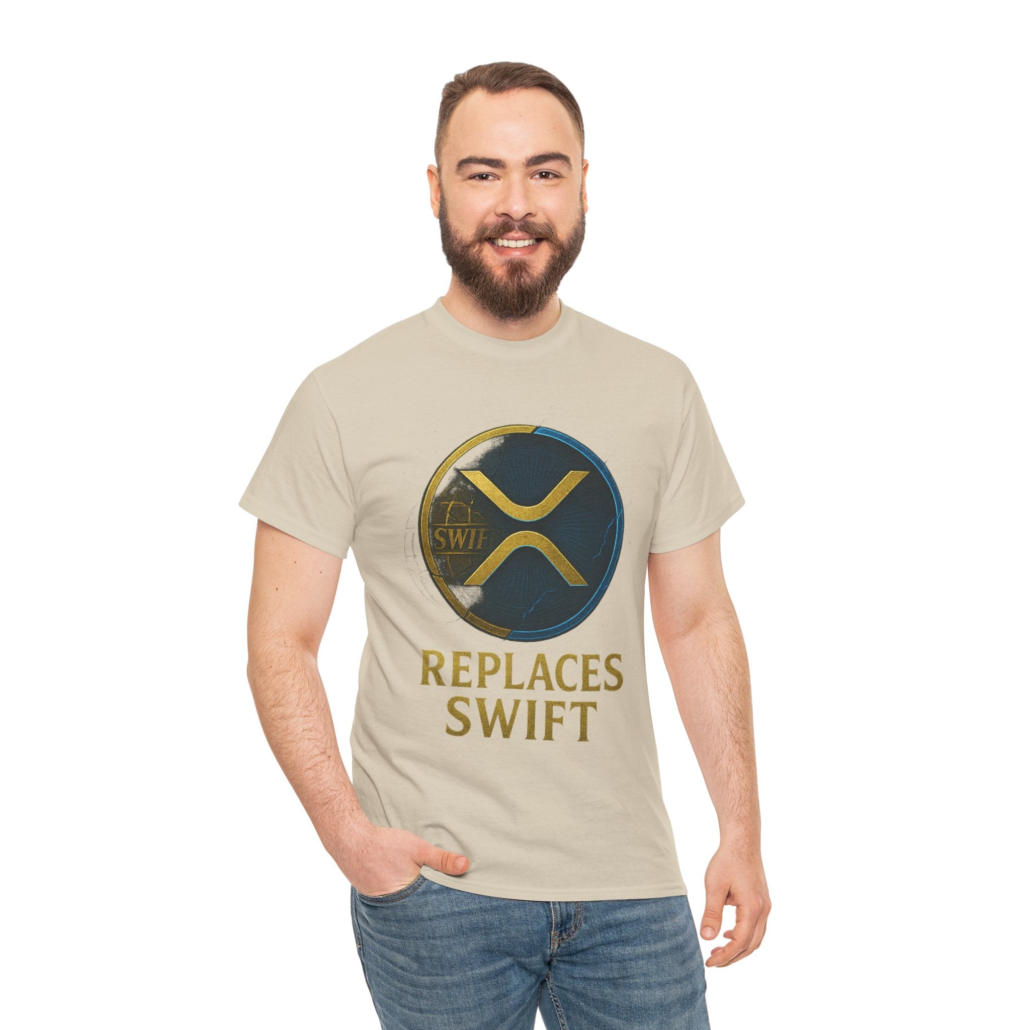 XRP 'Replaces Swift' Cotton Tee — Crypto Ripple Logo T-Shirt