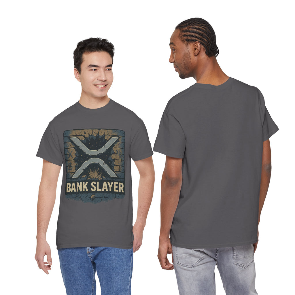Bank Slayer T‑Shirt — Retro Grunge Crypto XRP Design