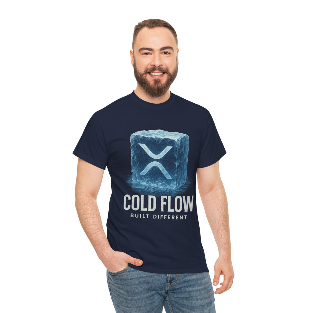 Cold Flow Ripple Logo T‑Shirt — 'Cold Flow: Built Different' Ice Cube Design