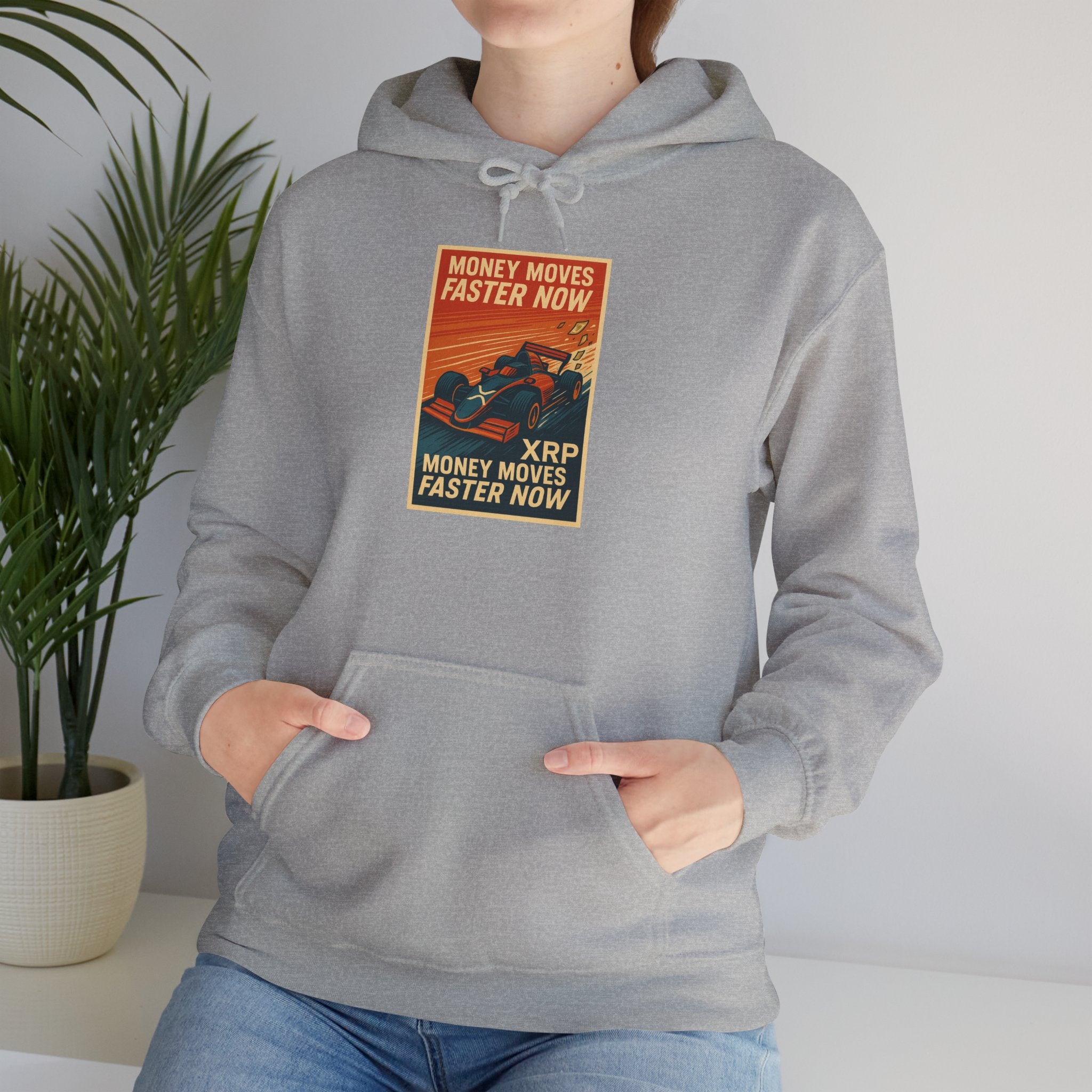 XRP 'Money Moves Faster Now' Hoodie – Crypto Retro Graphic Pullover
