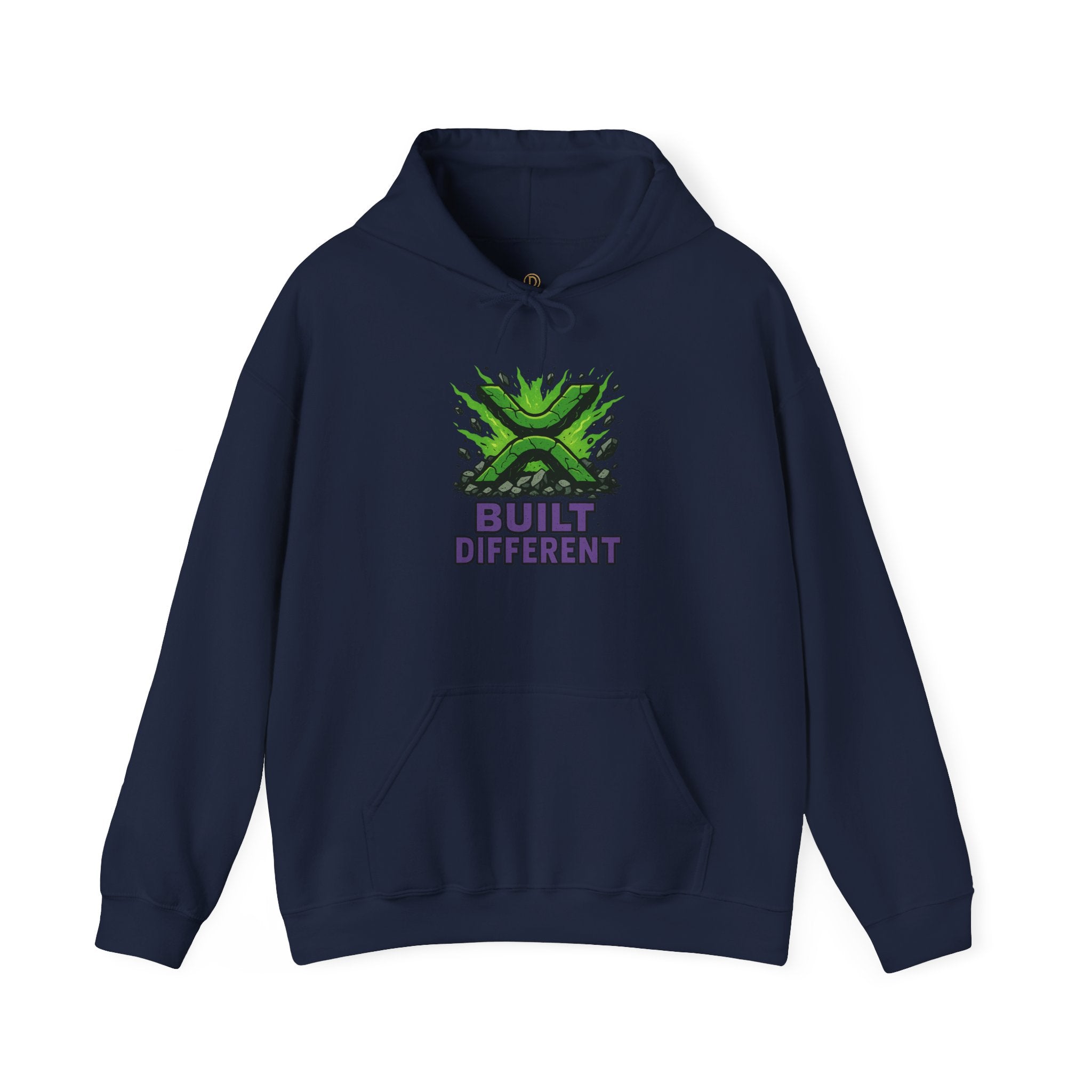 Built Different Hoodie — Graphic Green X Logo Pullover