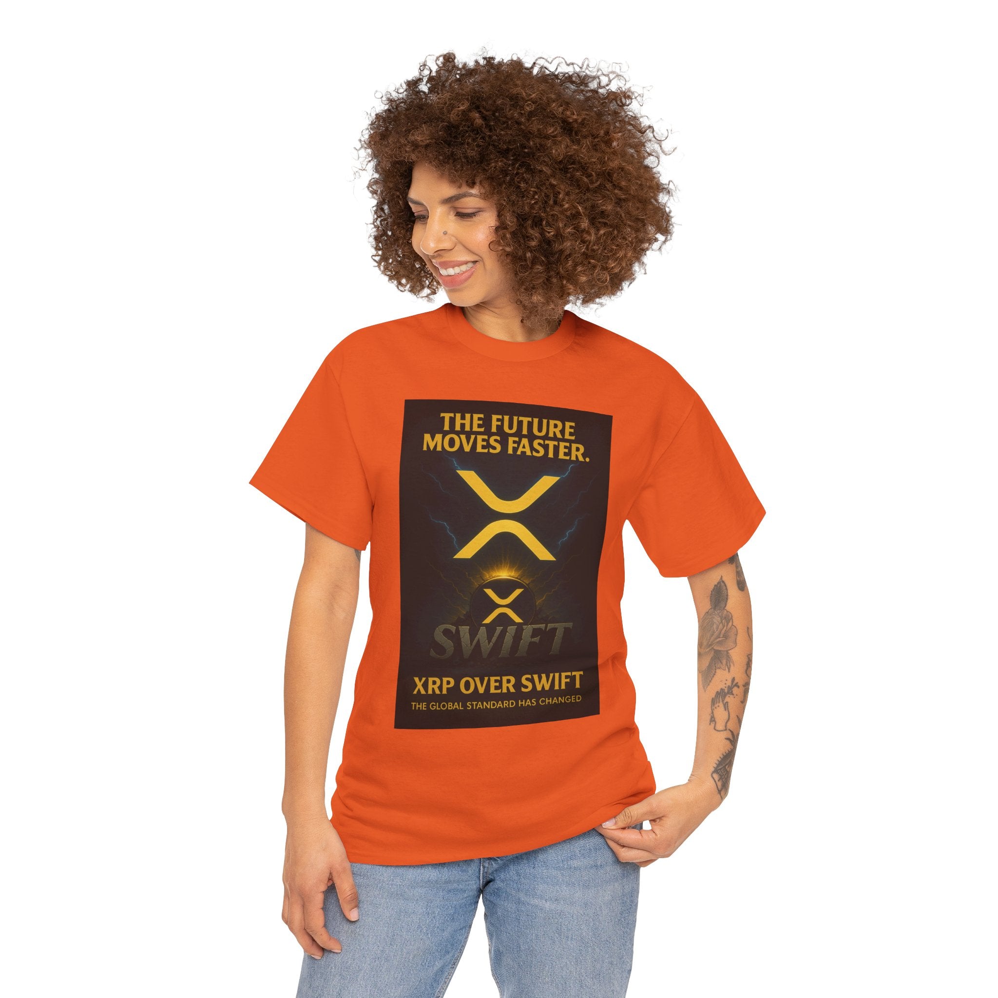 XRP Swift Crypto T-Shirt — “The Future Moves Faster” XRP Over Swift Tee