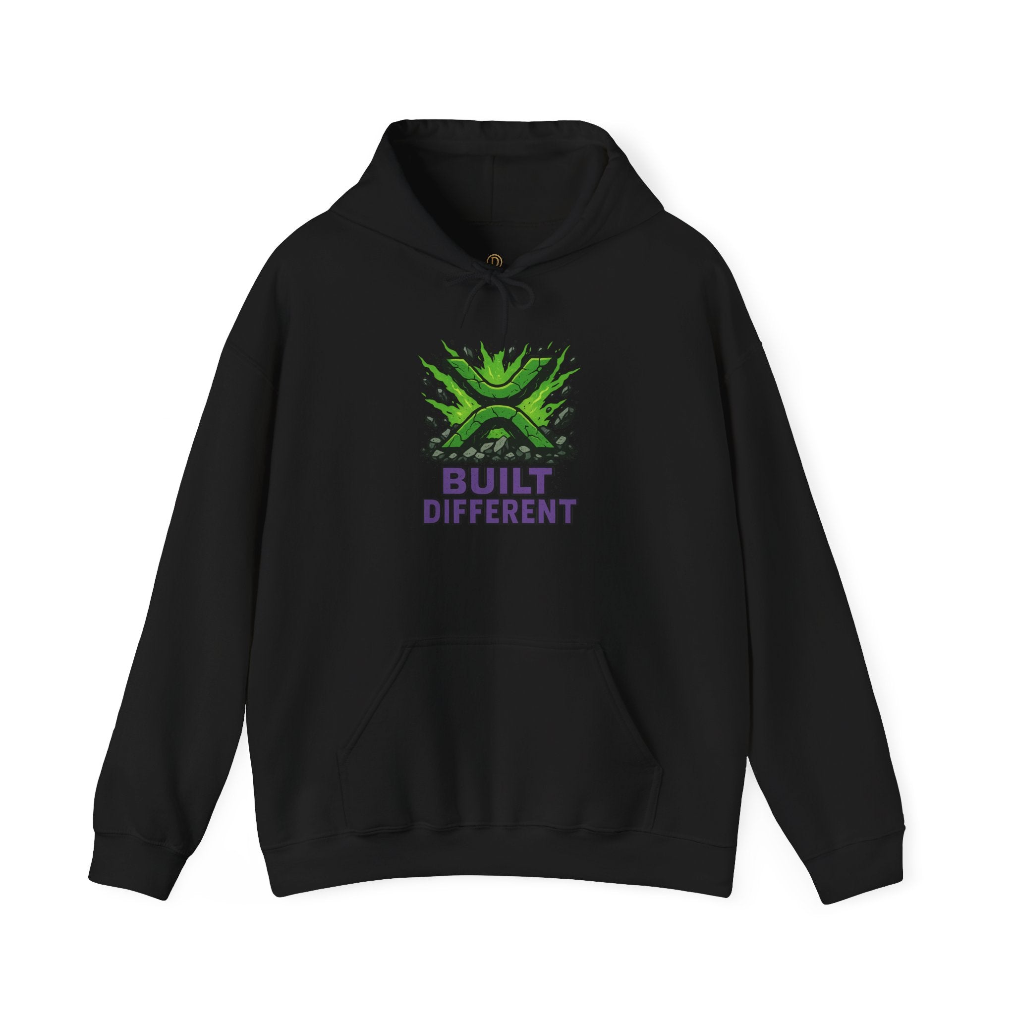 Built Different Hoodie — Graphic Green X Logo Pullover