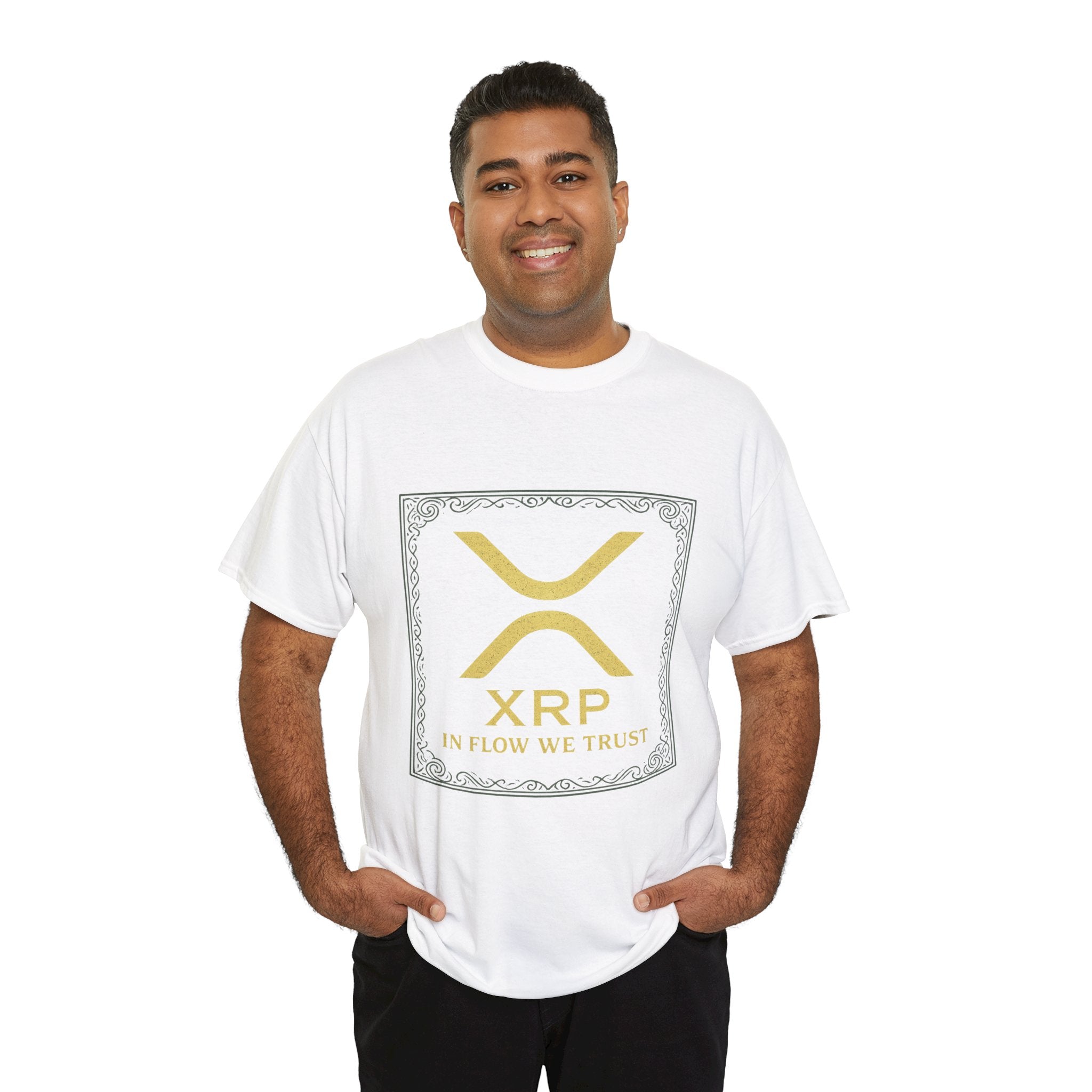 XRP Logo T-Shirt — "In Flow We Trust" Crypto Tee for Ripple Fans
