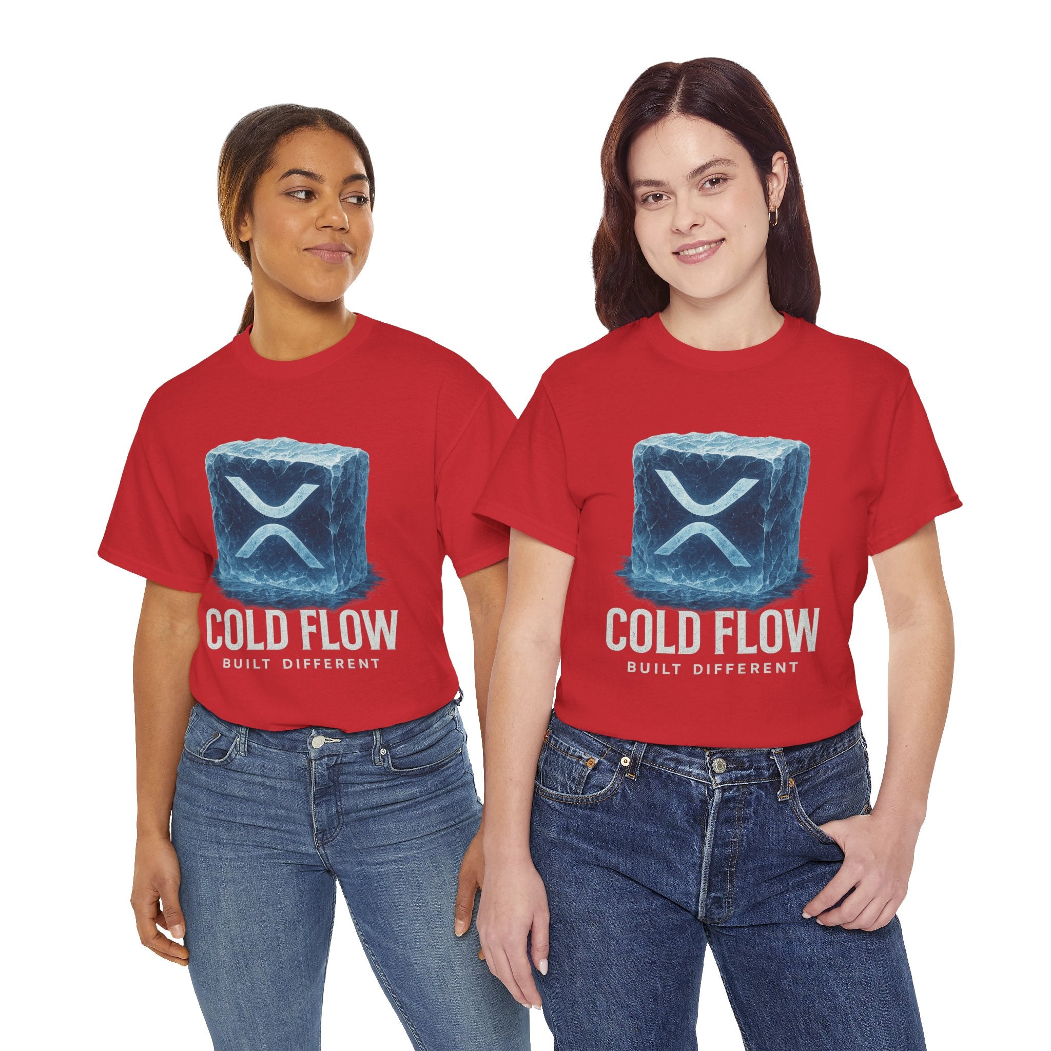 Cold Flow Ripple Logo T‑Shirt — 'Cold Flow: Built Different' Ice Cube Design
