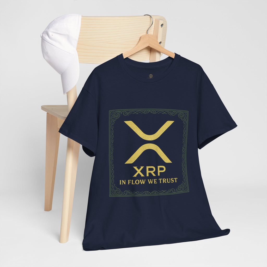 XRP Logo T-Shirt — "In Flow We Trust" Crypto Tee for Ripple Fans