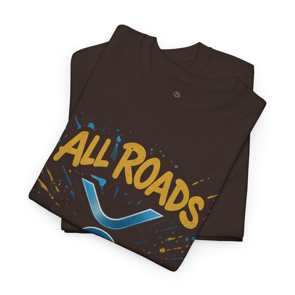 XRP Crypto Tee — "All Roads Lead to XRP" Casual Cryptocurrency Shirt