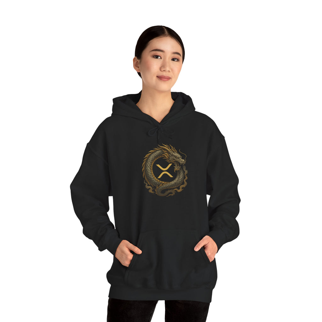 Dragon Ouroboros Hoodie with Ripple Rune — Mythic Symbol Pullover