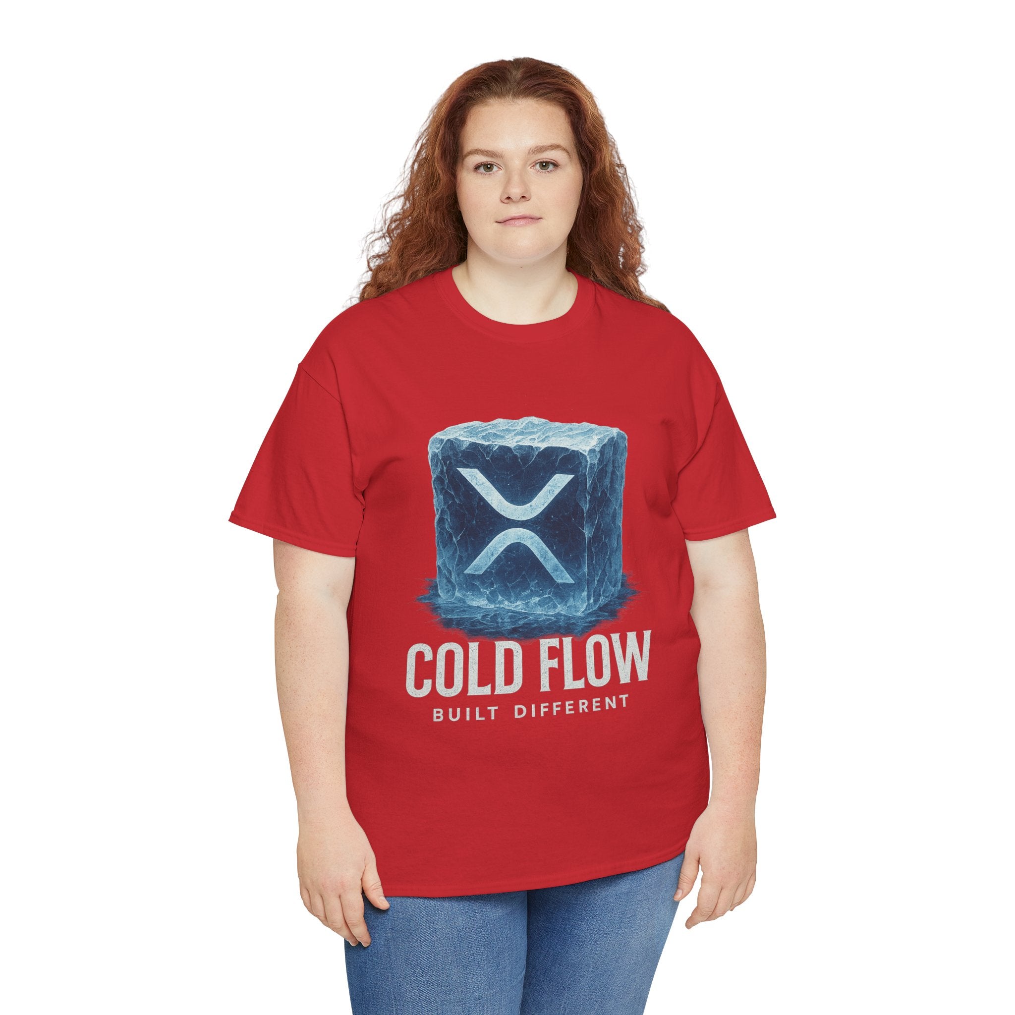 Cold Flow Ripple Logo T‑Shirt — 'Cold Flow: Built Different' Ice Cube Design