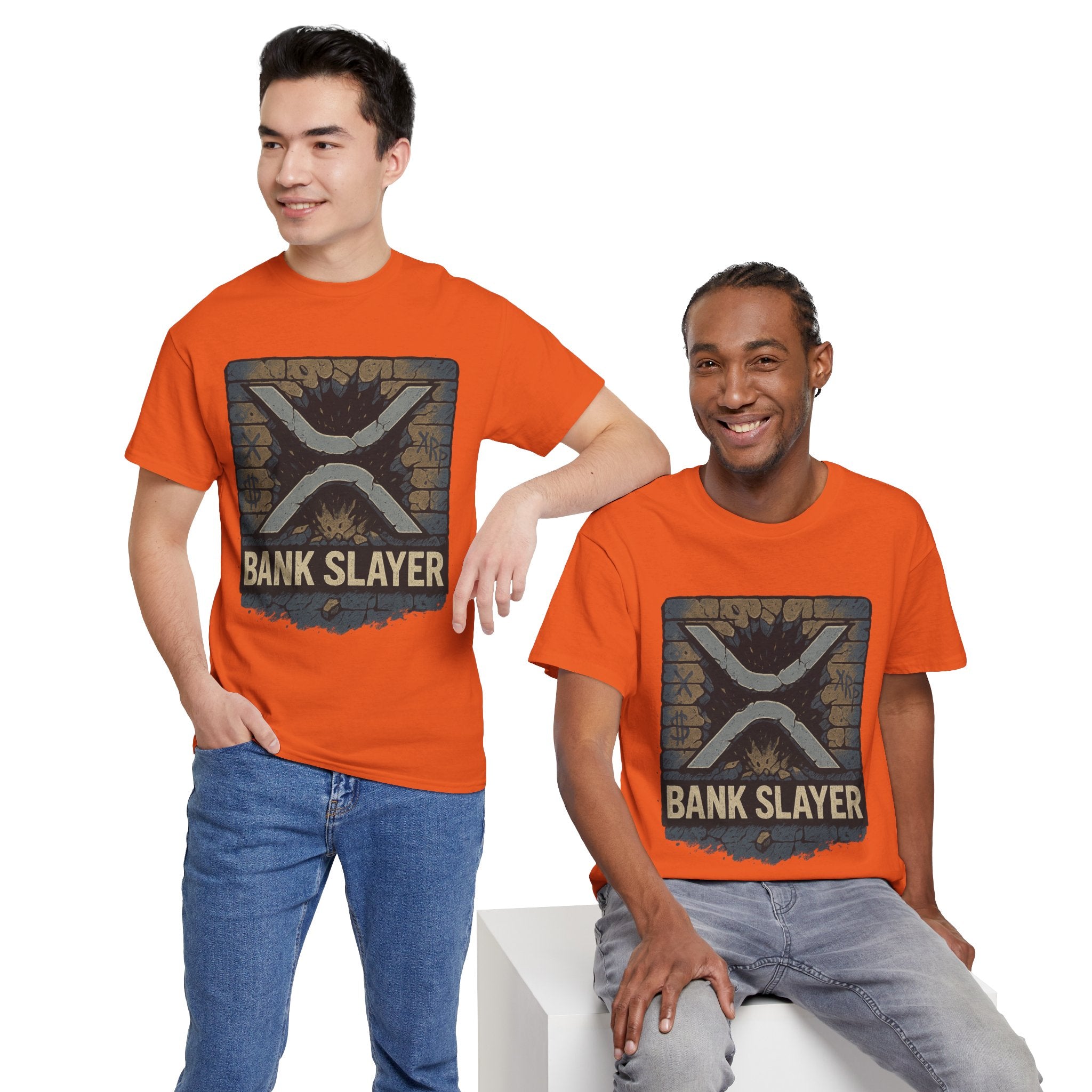 Bank Slayer T‑Shirt — Retro Grunge Crypto XRP Design