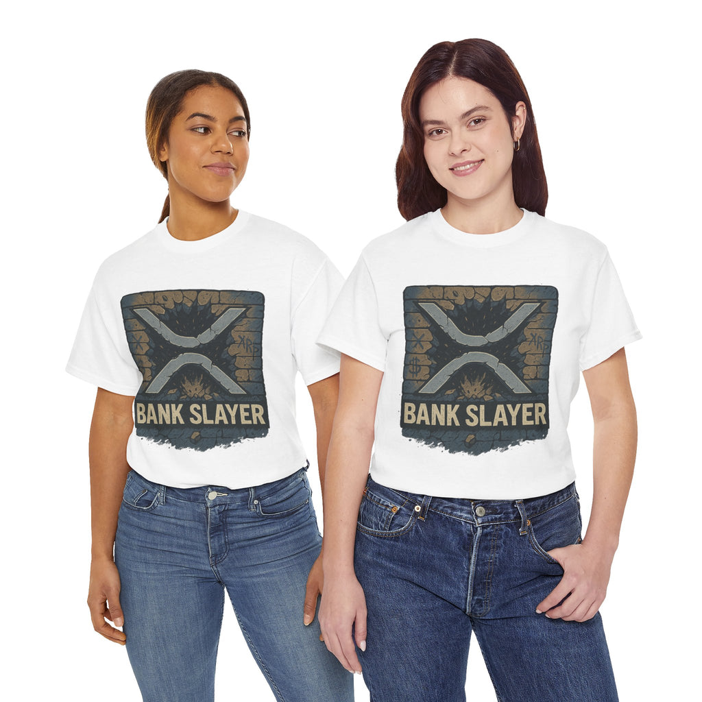 Bank Slayer T‑Shirt — Retro Grunge Crypto XRP Design