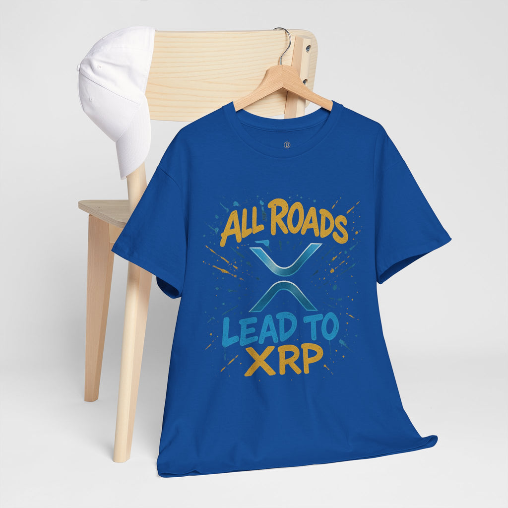 XRP Crypto Tee — "All Roads Lead to XRP" Casual Cryptocurrency Shirt