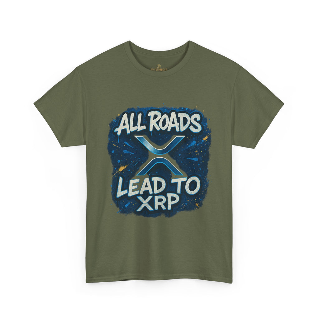 XRP Crypto T-Shirt — "All Roads Lead to XRP" Graphic Tee
