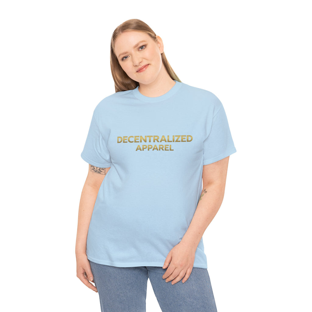 Decentralized Apparel T‑Shirt — Minimal Gold Logo Tee