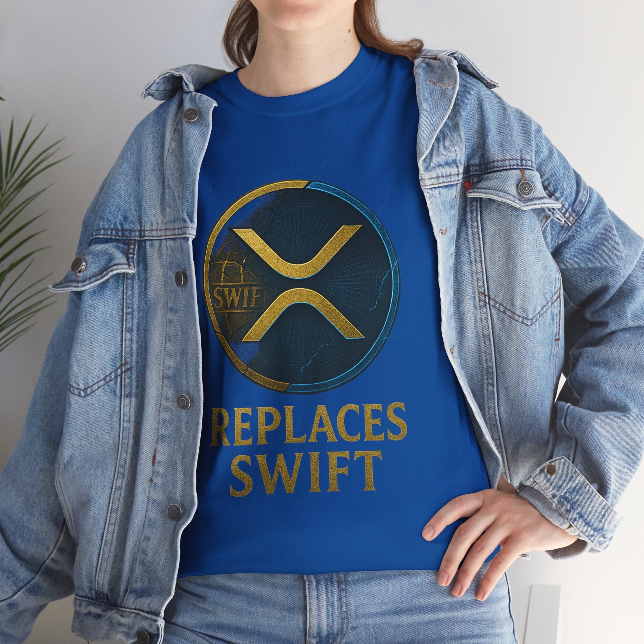XRP 'Replaces Swift' Cotton Tee — Crypto Ripple Logo T-Shirt