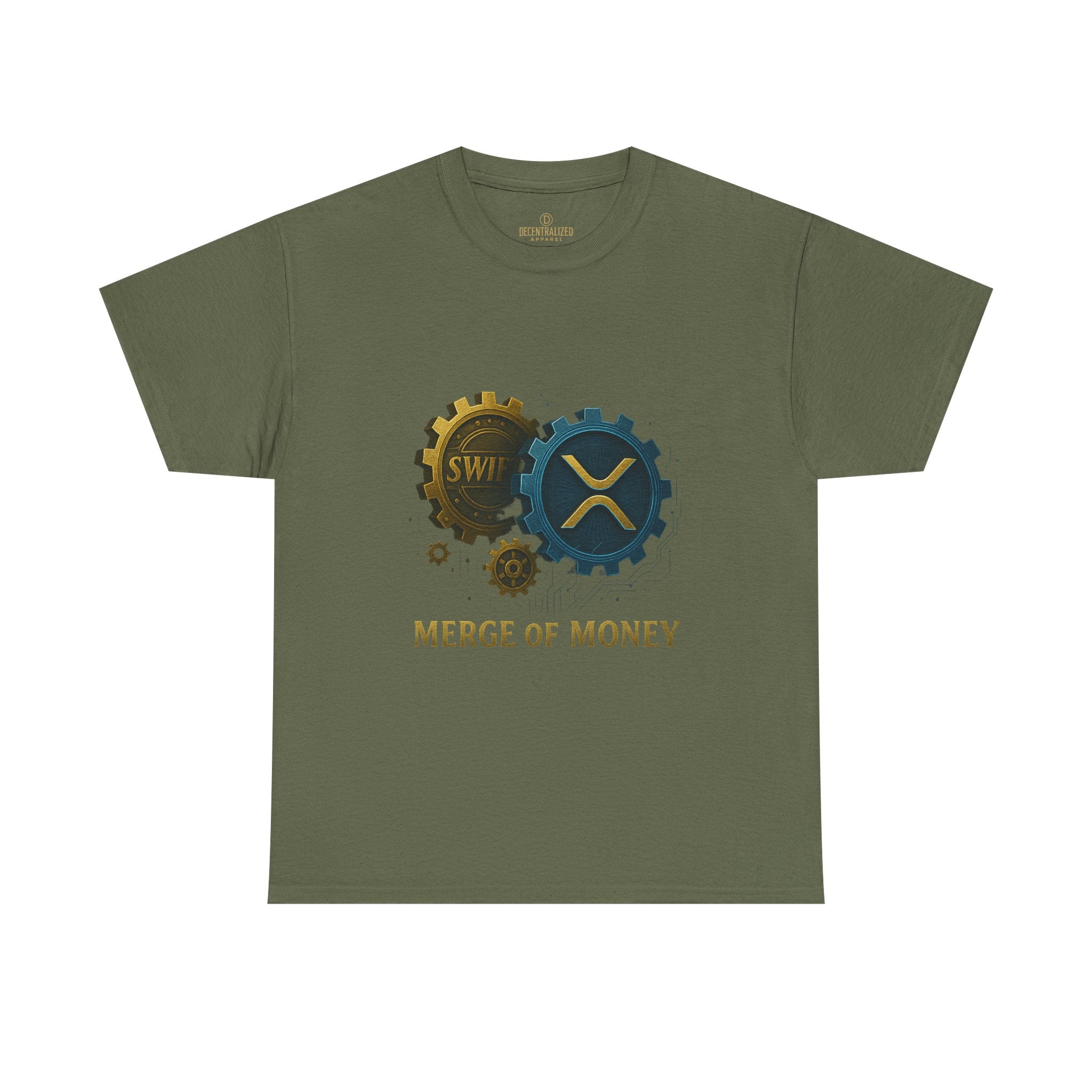 Merge of Money Tee - Cryptocurrency Gears XRP & SWI Crypto T-Shirt