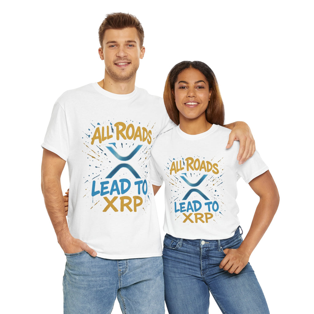 XRP Crypto Tee — "All Roads Lead to XRP" Casual Cryptocurrency Shirt