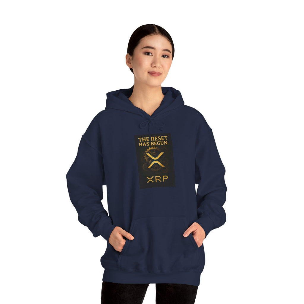 XRP Hoodie — "The Reset Has Begun" Crypto Logo Pullover