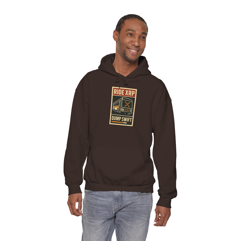 XRP Crypto Hoodie — "Ride XRP, Dump Swift" Retro Badge