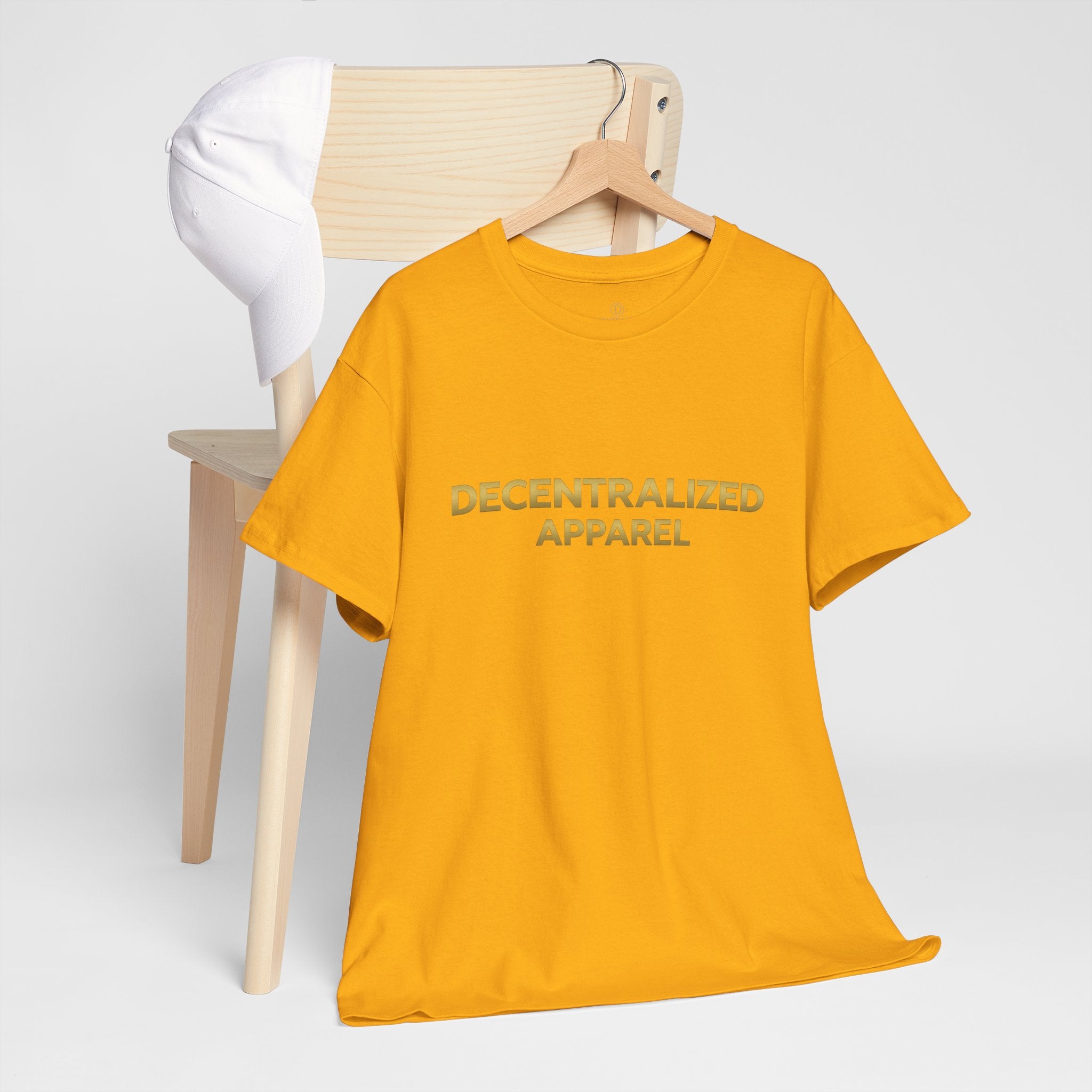 Decentralized Apparel T‑Shirt — Minimal Gold Logo Tee