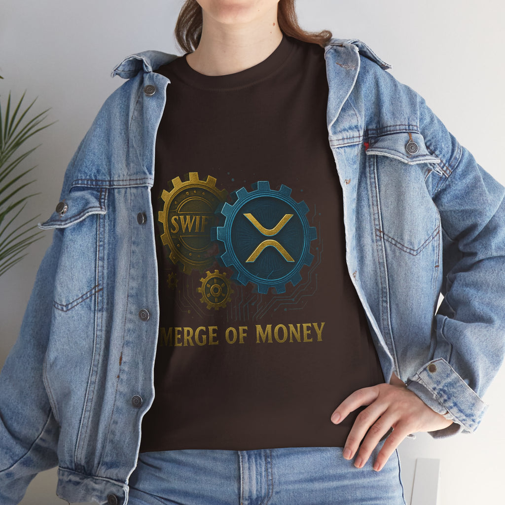 Merge of Money Tee - Cryptocurrency Gears XRP & SWI Crypto T-Shirt
