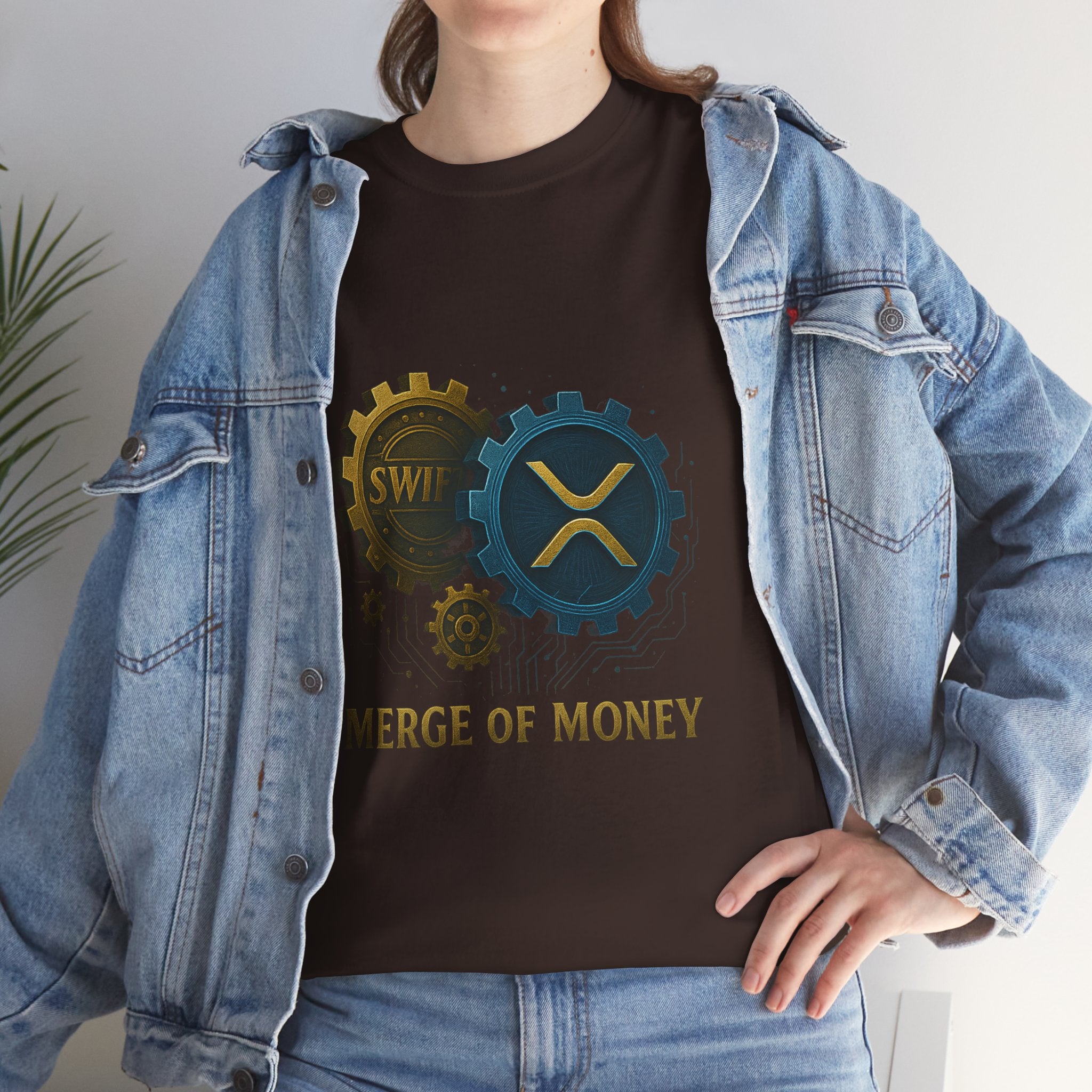 Merge of Money Tee - Cryptocurrency Gears XRP & SWI Crypto T-Shirt
