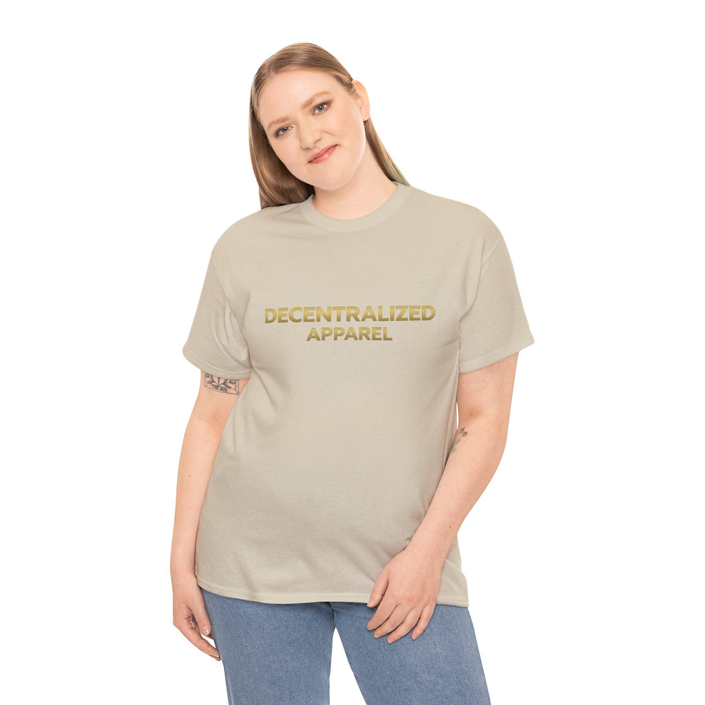 Decentralized Apparel T‑Shirt — Minimal Gold Logo Tee